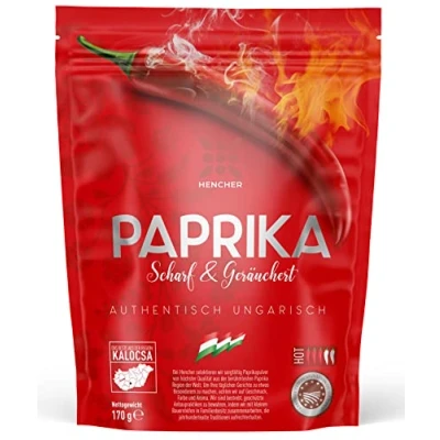 Abbildung von Paprika rosenscharf &amp; geräuchert (rot, 170g) geräuchertes Paprikapulver aus Kalocsa (Ungarn) ungarisches Gewürz in wiederverschließbarer Aromaverpackung