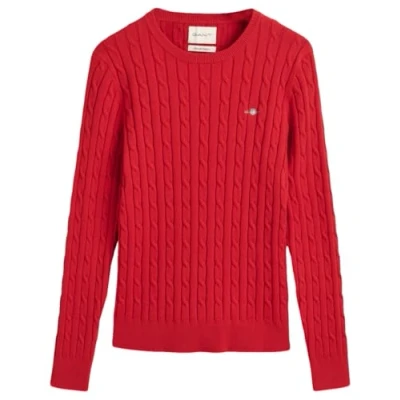 Abbildung von GANT Stretch Cable C NECK Strickpullover, Damen, Größe: XXL, Ruby red