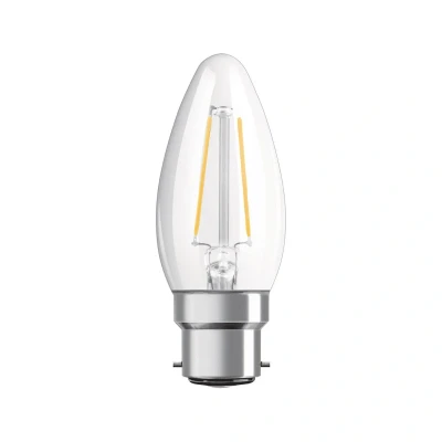 Abbildung von OSRAM Filament LED Lampe mit B22d Sockel, Kerzenform, Warmweiss (2700K), 4 W, Ersatz für 40 W Glühbirne, klar, Retrofit CLASSIC B, 1 Stück (1er Pack)