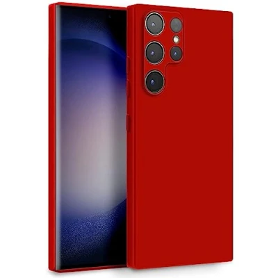 Abbildung von MyGadget Hülle für Samsung Galaxy S23 Ultra Zweilagige Handyhülle mit Kameraschutz Cover Innenfutter &amp; Silikon außen Rot