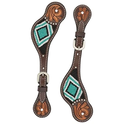 Abbildung von Turquoise Cross Damen Sporenriemen mit türkisfarbenen Perlen