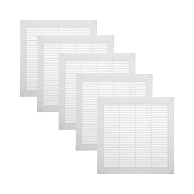 Abbildung von Vent Systems 300x300 mm 5 Stück Weiße Lüftungsabdeckung flache, quadratische Lüftungsschlitze Integrierter Insektenschutz HVAC Lüftungsöffnungen für Badezimmer, Heimbüro