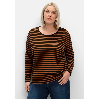 Abbildung von Sheego Ringel Langarmshirt, Damen, Größe: 46, Schwarz gestreift