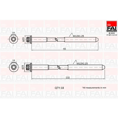 Abbildung von FAI AutoParts B2201 Zylinderkopfschraubensatz 18 HYUNDAI: Terracan, KIA: CARNIVAL 2