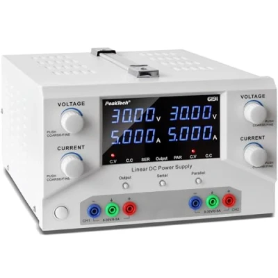 Abbildung von PeakTech 6191 Labornetzteil 2 x 0 30 V / 5 A DC SELV linear Netzteil mit Trenntransformator, Labornetzgerät