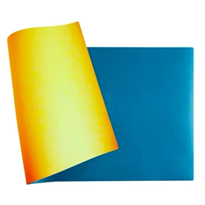 Abbildung von Exacompta Ref. 29145E 1 weiche Schreibtischunterlage Home Office aus zweifarbigem Kunstleder weich und strapazierfähig, Mauspad 40 x 80 cm Farbe Türkis/Safran Lieferung gerollt