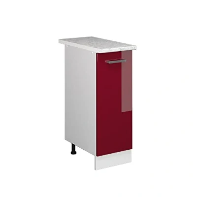 Abbildung von Vicco Apothekerschrank R Line, Bordeaux Hochglanz/Weiß, 30 cm, AP Marmor