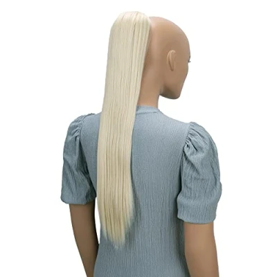 Abbildung von CAISHA 65cm Haarteil Mit Kordelverschluss Langhaar Zopf Pferdeschwanz Haarverlängerung Glatt Platinblond PH614
