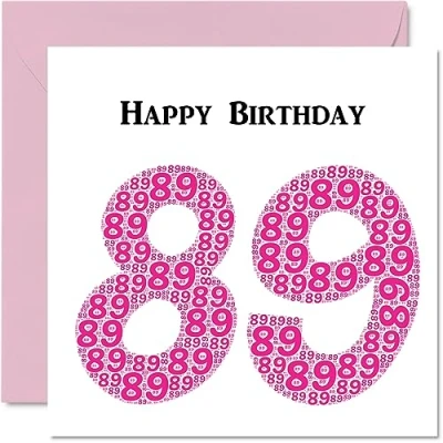 Abbildung von lustige Geburtstagskarte zum 89. Geburtstag für Frau Shapecloud Happy Birthday Karte Vater, Mutter, Großvater, Oma, Onkel, Tante, 145 mm x Grußkarten,