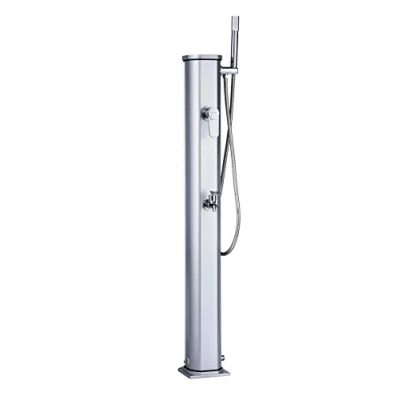 Abbildung von Außen Solardusche Jolly Go 20L mit Fußspülung Aluminium 120 cm