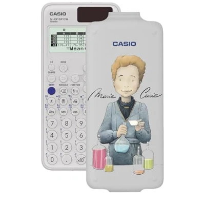 Abbildung von Casio FX 991SP CW, wissenschaftlicher Taschenrechner mit Marie Curie, illustriert von Raquel Riba Rossy, empfohlen für den spanischen und portugiesischen Lebenslauf, mehr als 560 Funktionen, Solar,