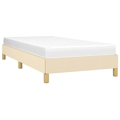 Abbildung von vidaXL Polsterbett Bett Einzelbett Bettgestell Bettrahmen Lattenrost Stoffbett Schlafzimmerbett Schlafzimmermöbel Creme 90x200cm Stoff
