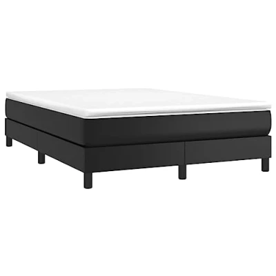Abbildung von vidaXL Bettgestell, Polsterbett Bett für Schlafzimmer, Bettrahmen mit Lattenrost, Kunstlederbett Doppelbett, Schwarz 140x200cm Kunstleder