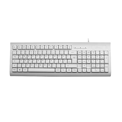 Abbildung von MediaRange kabelgebundene Tastatur mit Chip Karten Terminal, deutsches QWERTZ Layout, PC Plug&amp;Play USB 2.0 Anschluss, spritzwassergeschützt &amp; höhenverstellbar, Farbe weiß