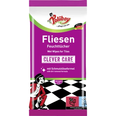 Abbildung von POLIBOY CLEVER CARE Fliesen Feuchttücher, 5201501, 4016100521518, 1 Packung = 15 Tücher