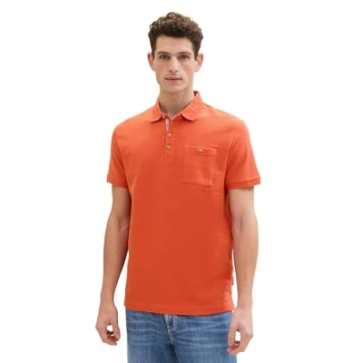 Abbildung von TOM TAILOR Herren Basic Poloshirt mit Struktur, marocco orange, XL