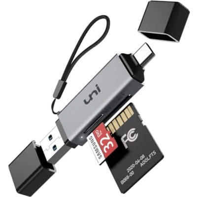 Abbildung von SD Kartenleser, uni USB Kartenleser 3.0, C Aluminum 2in1, OTG Adapter, Kartenlesegerät kompatibel für SD/Micro SD/TF/SDHC/SDXC, mit MacBook Pro, Android Galaxy usw.