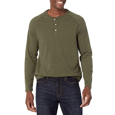 Abbildung von Amazon Essentials Herren Henley Shirt mit Langen Ärmeln und normaler Passform (erhältlich in Übergrößen), Olivenheide, 3XL Große Größen Tall