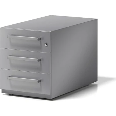Abbildung von BISLEY Rollcontainer Note mit Griff, 3 Universalschubladen, Metall, 355 Silber, 77.5 x 42 49.5 cm