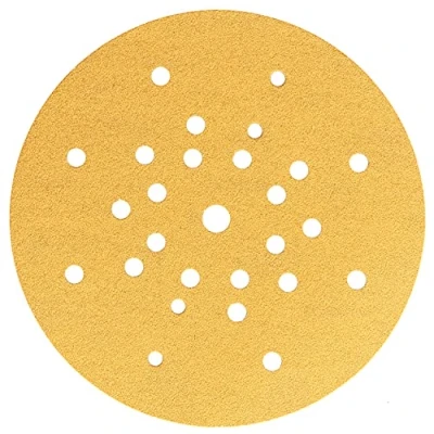 Abbildung von Mirka Gold Schleifpapier Ø 225mm Klett 27 Loch / Korn P80, 25 Scheiben Für Trockenbauschleifer Wand und Deckenschleifer Zum Schleifen von Gips, Spachtel, Spanplatten, Holz, Lack