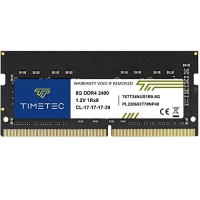 Abbildung von Timetec 8GB DDR4 2400MHz (DDR4 2400) PC4 19200 (PC4 2400T) Non ECC Unbuffered 1.2V CL17 1Rx8 Single Rank 260 Pin SODIMM Laptop Notebook PC Computer Speicher RAM Modul Upgrade (8GB)