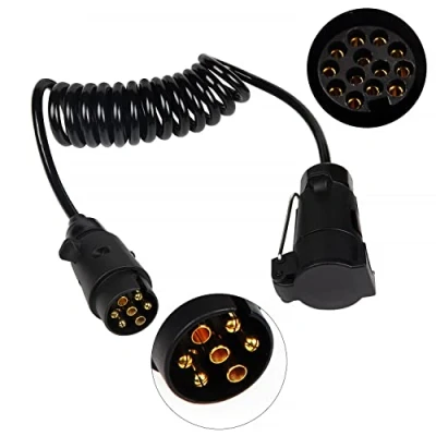 Abbildung von EXLECO Anhänger Verlängerung Kabel Anhängerkabel Adapter7 13 Polig Max. 2M Lang Spiralkabel Auto Wohnwagen