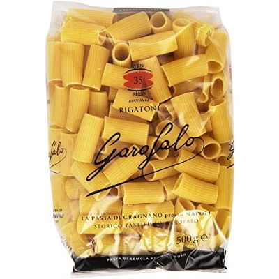 Abbildung von 10x Rigatoni No. 35 Neapolitanische Hartweizengrieß Packung mit 500g Pasta IGP + Italian Gourmet polpa 400g