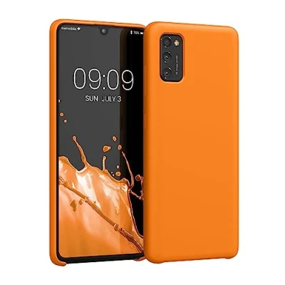 Abbildung von kwmobile Hülle kompatibel mit Samsung Galaxy A41 Silikon Handy Case Handyhülle weiche Oberfläche kabelloses Laden Fruity Orange