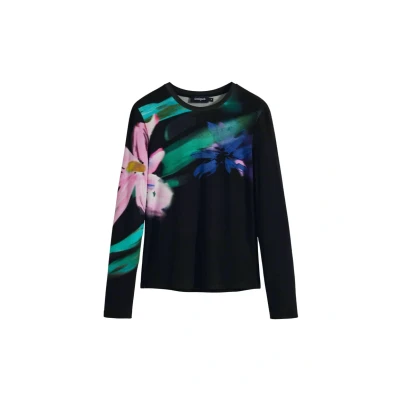Abbildung von Desigual Floral Langarmshirt, Damen, Größe: Medium, Black