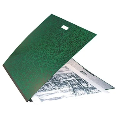 Abbildung von Exacompta 542900E Zeichenmappe Annonay für 50 x 65cm mit Griff und Gummizugverschluss. Aus extra starkem Karton 3cm Rückenbreite schwarz grün marmoriert ideal zum transportieren aufbewahren