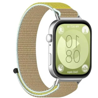Abbildung von GIOPUEY Armband Kompatibel mit Huawei Watch Fit 3, Geflochtenes Nylon [Unisex] elastisch Ersatzarmband Yellow