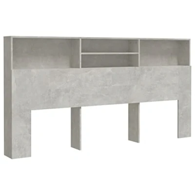 Abbildung von vidaXL Bett Kopfteil mit Ablagen Regal Wand Bücherregal Betthaupt Bettkopfteil Schlafzimmer Betongrau 200x19x103,5cm