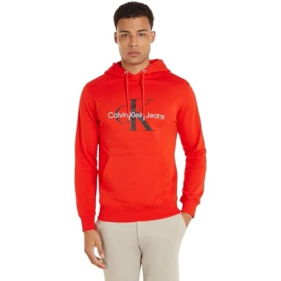 Abbildung von Calvin Klein Jeans Herren Hoodie Seasonal Monologo Regular mit Kapuze, Rot (Fiery Red), XXL