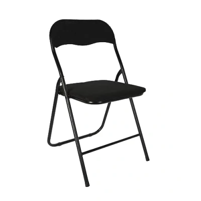 Abbildung von Spetebo Metall Klappstuhl mit gepolsteter Rückenlehne in schwarz Cord Bezug Klappbarer Gästestuhl Polster Küchenstuhl Beistellstul Stuhl klappbar