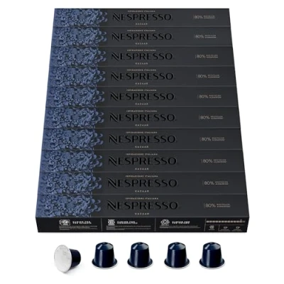 Abbildung von NESPRESSO ORIGINAL Kazaar, Dunkle Röstung, Kompatibel mit Kaffeemaschinen, Kapsel Set aus 100 Kaffeekapseln