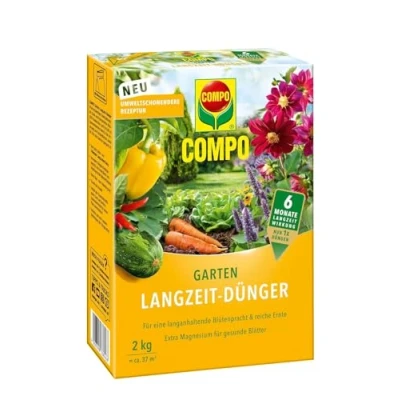 Abbildung von COMPO Garten Langzeit Dünger für Gartenpflanzen, Umweltschonendere Rezeptur, 6 Monate Langzeitwirkung, 2 kg, 37 m²