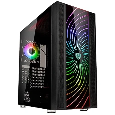 Abbildung von Kolink Unity Adapt PC Gehäuse, Mid Tower Case, Glas Gehäuse PC, Auswechselbare ARGB Frontplatte, Verschiedene Designs verfügbar, Tempered Glass Frontplatte mit seitlicher Belüftung