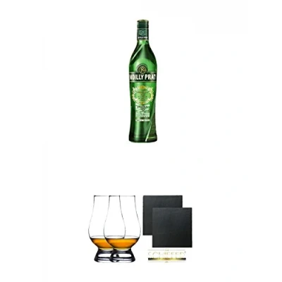 Abbildung von Noilly Prat Dry 0,75 Liter + The Glencairn Glas Stölzle 2 Stück Schiefer Glasuntersetzer eckig ca. 9,5 cm Ø