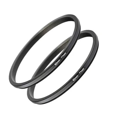 Abbildung von Adapterring für Kameralinse, 82 mm bis 77 Filter, Premium Aluminium, 2 Stück