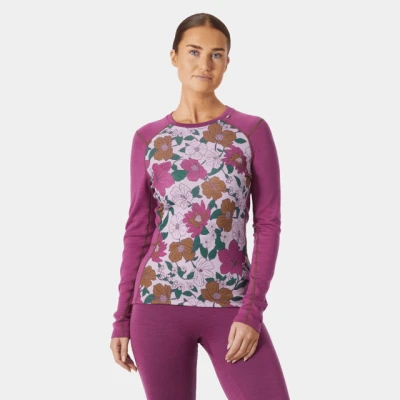 Abbildung von Helly Hansen Langarmshirt, Damen, Größe: Small, Magenta floral aop