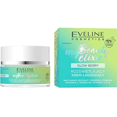 Abbildung von Eveline Cosmetics My Beauty Elixir Illuminierender Beruhigender Creme Feuchtigkeitsspendende &amp; Nährende Hautpflege für Alle Hauttypen mit Blaubeere, Niacinamid Vitamin C, 50ml