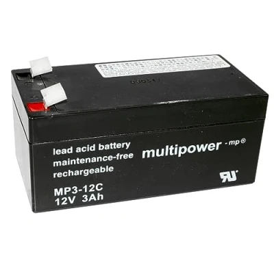 Abbildung von Multipower Blei Akku MP3 12C Pb 12V / 3Ah Zyklenfest, Faston 6,3