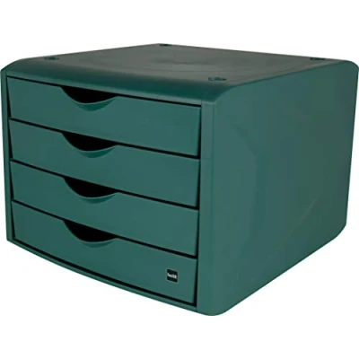 Abbildung von HELIT Schubladenbox the green chameleon, mit 4 Schubladen, geschlossen, stapelbar, Recycling Kunststoff