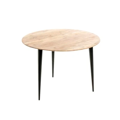 Abbildung von HAKU Möbel Beistelltisch akazie, schwarz, Massivholz, Metall Maße: H 46 cm x Ø 65 cm, Style: Modern