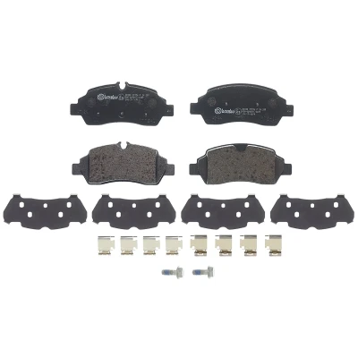 Abbildung von BREMBO P 24 209 Bremsbelagsatz für Verschleißwarnanzeiger vorbereitet mit Anti Quietsch Blech, Bremssattelschrauben ohne Zubehör