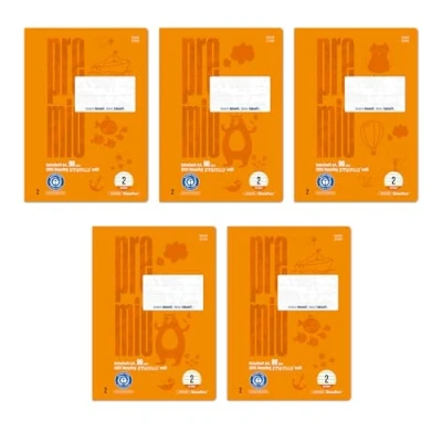 Abbildung von Staufen premio Schulheft 5 Hefte je 32 Blatt, DIN A4, Lineatur 2 (4 x 4 mm liniert), 90 g/m² Recyclingpapier