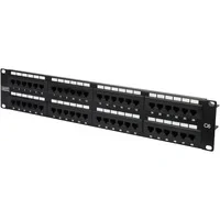 Abbildung von DIGITUS Patchpanel 19 Zoll Cat 6 48 Port RJ45 Ungeschirmt LSA Patch Feld Rack Montage 2HE Schwarz