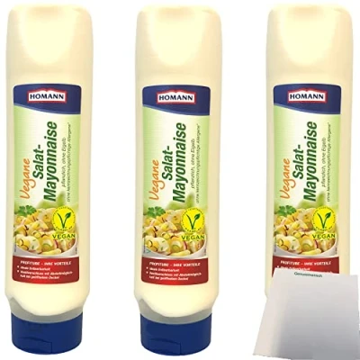 Abbildung von Homann vegane Mayonnaise 50% laktose glutenfrei 3er Pack (3x875ml Tube) + usy Block