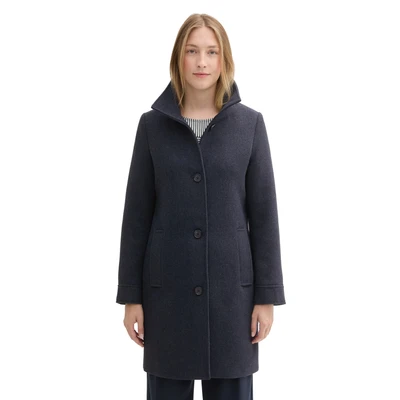 Abbildung von TOM Tailor Kurzmantel, Damen, Größe: Small, Navy melange twill structure