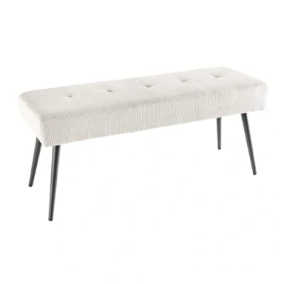 Abbildung von riess ambiente Sitzbank BOUTIQUE 100cm beige · Polsterbank aus Cord mit schwarzen Metallbeinen (Einzelartikel, 1 St), Strukturstoff Schaumstoffpolsterung Ziernähte Metallgestell